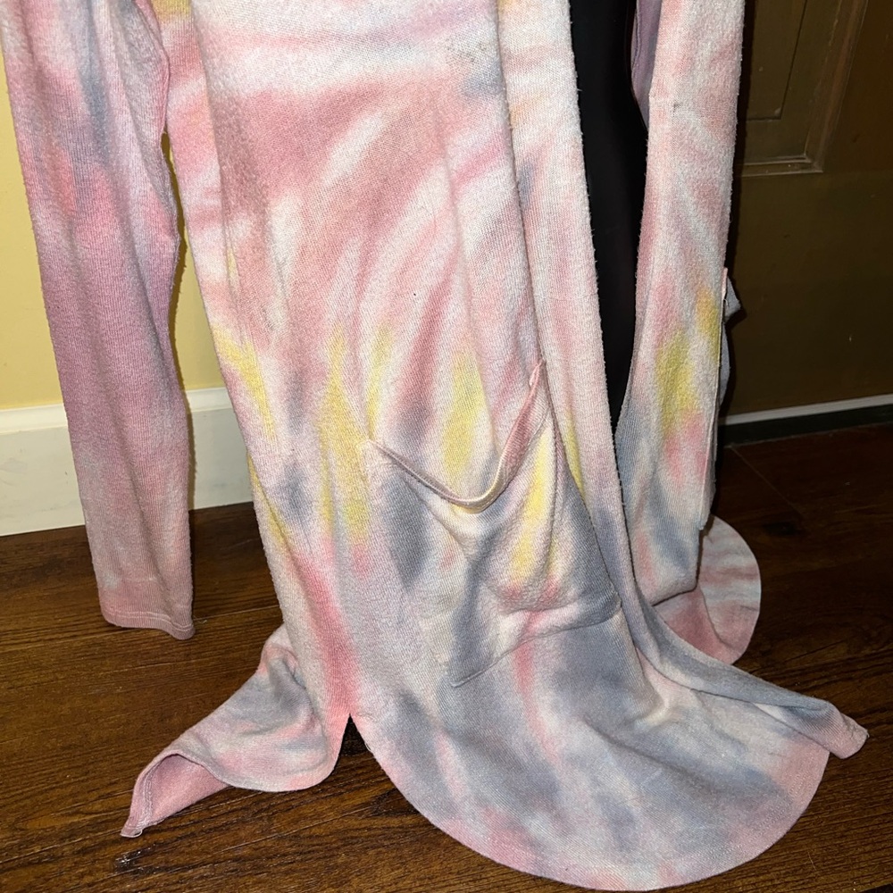 Maurice’s Pink Boho Tie-Dye Hooded Long Sleeve Cardigan With Pockets Size XS - Picture 9 of 12